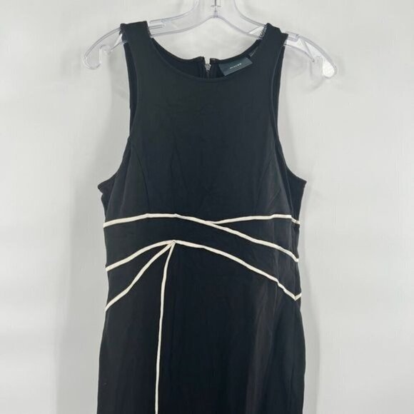 Maeve Anthropologie black dress with white bias sleeveless size 12 - Picture 5 of 8
